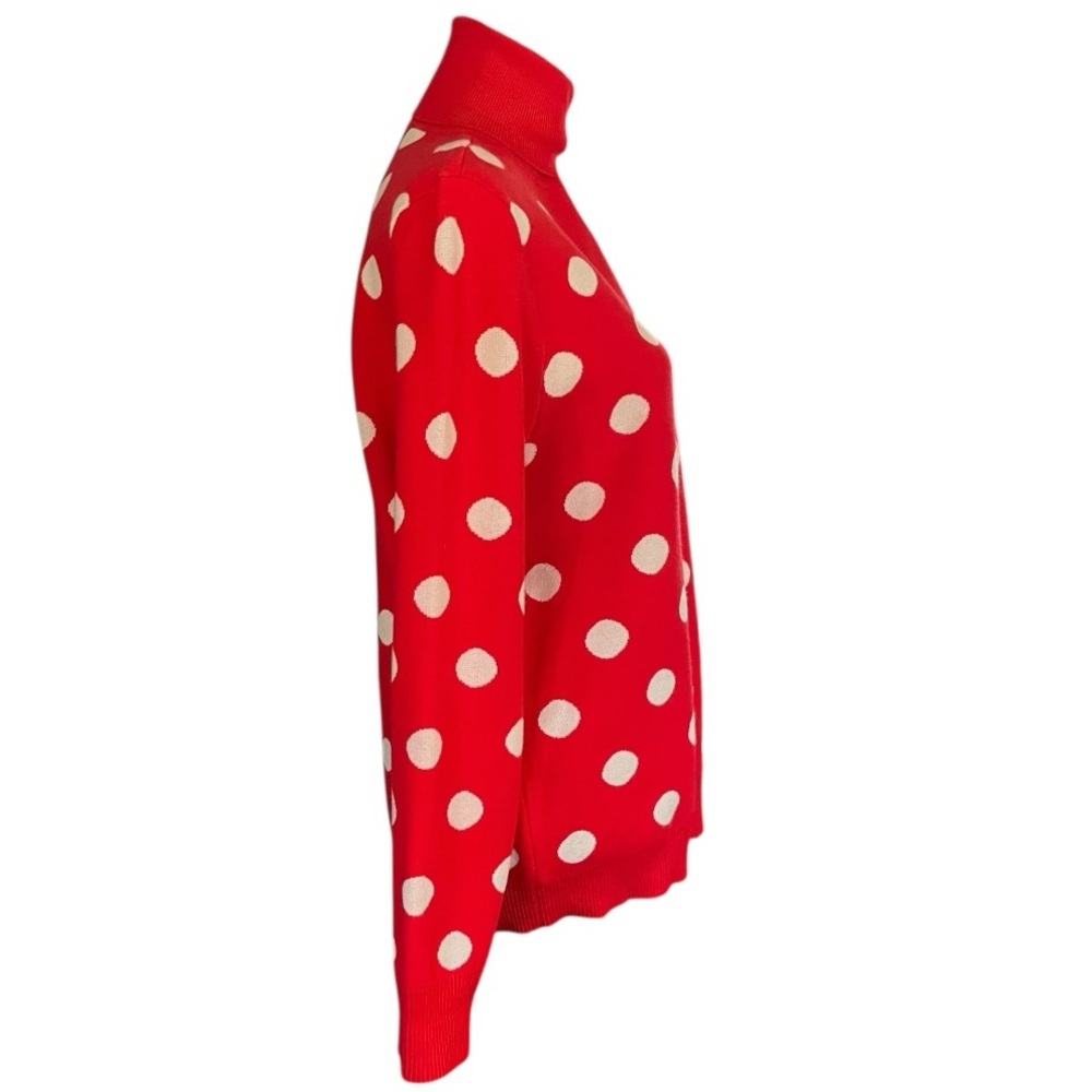 Polka Dot Turtleneck Sweater women’s XL red white Preppy Academia Career cozy - Picture 2 of 4
